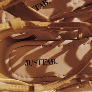 yellow wrap-around sandals